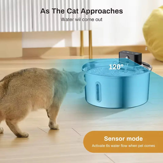 3.2L Stainless Steel Cat Fountain Wireless Automatic Induction Filtered Water Dispenser