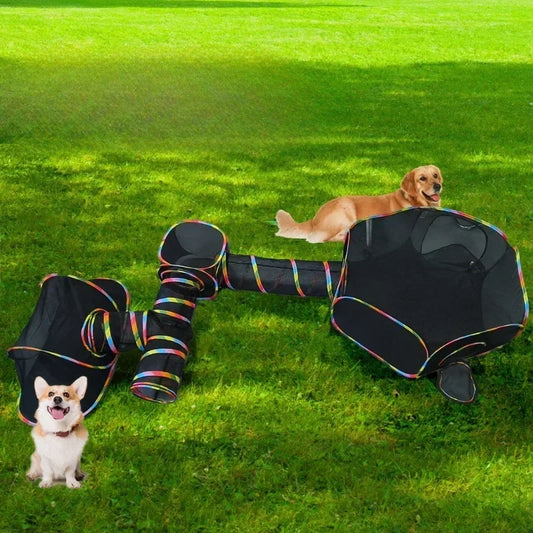 Multi-Shape Cat Tunnels Tents Cubes with Play Ball Collapsible Outside Playpen Tunnel for Kitty Dog Outdoor Indoor Play House