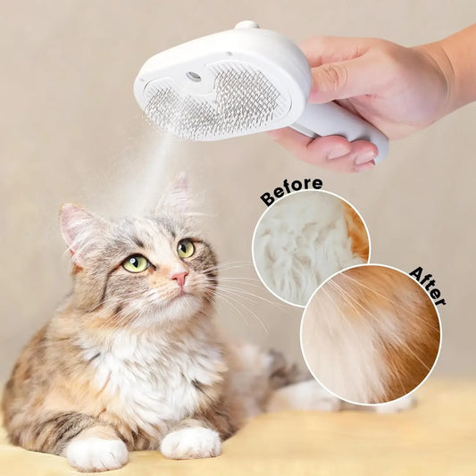 Upgraded Pet Spray Grooming Comb Steamy Floating Hair Removal Cleaning Steam Brush