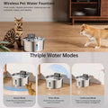 3.2L Stainless Steel Cat Fountain Wireless Automatic Induction Filtered Water Dispenser