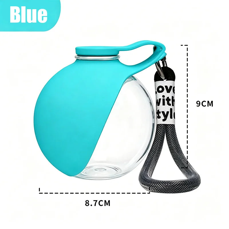 Anti-leak Dog Water Bottle 285ml Outdoor Travel Portable Pet Drinking Bowl Hanging Lanyard Puppy Walking Water Feeder